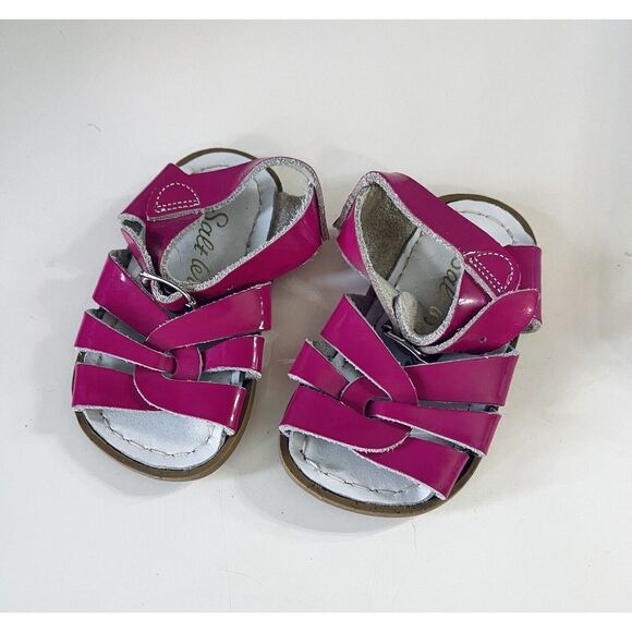 Original Salt Water Girl's Shiny Fuchsia Leather Sandal - Toddler size 3 - Picture 1 of 1